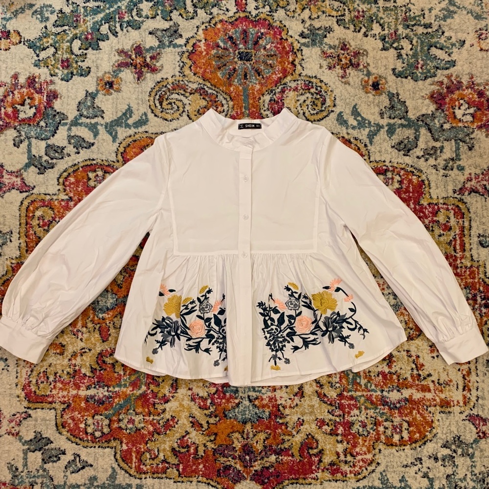 Embroidered Peplum Top - Small. NWOT